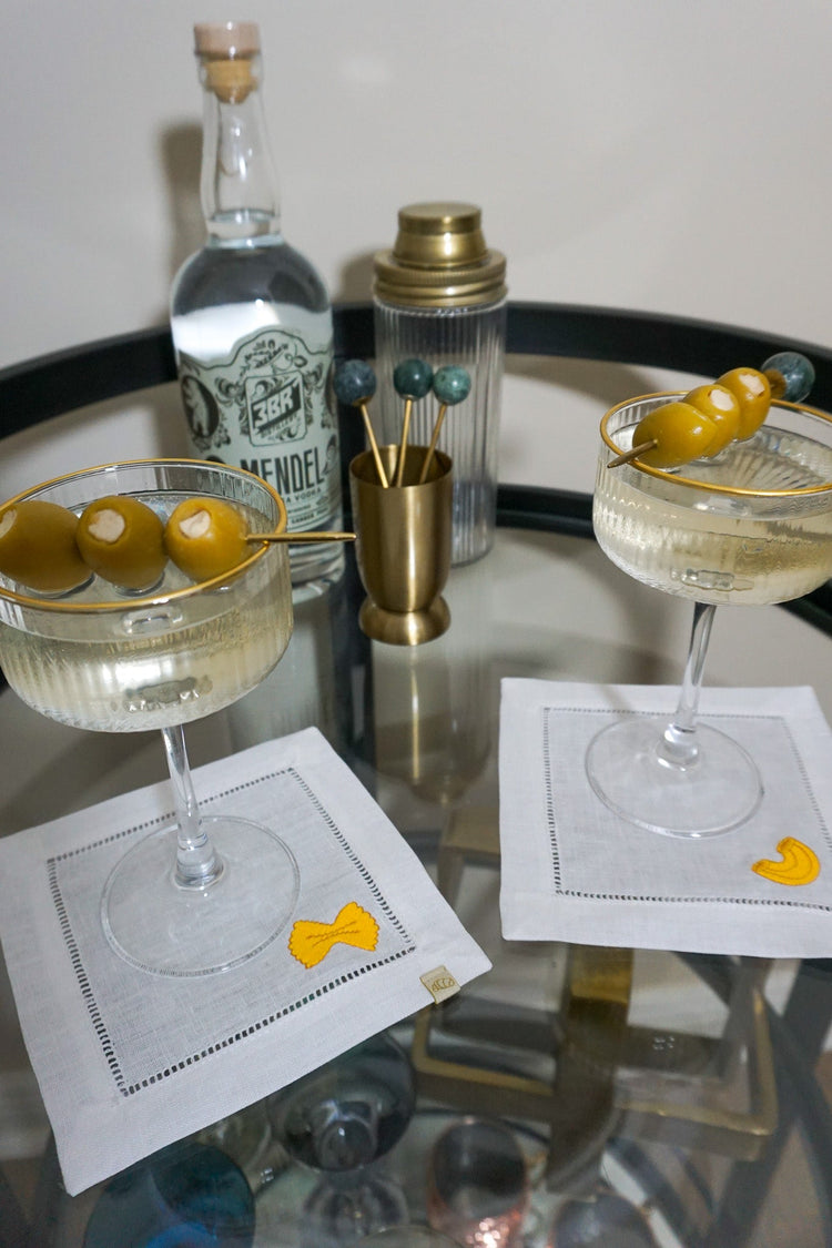 Melissa's Noodles Cocktail Napkin Set - cozy croissant embroidery