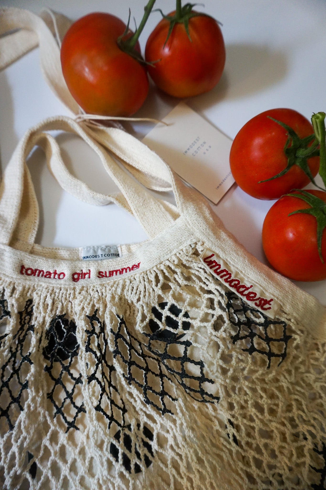 Custom Embroidered Cotton Net Bag by Immodest Cotton (Large)