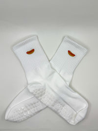 Hot Dog Embroidered Pilates Grip Socks
