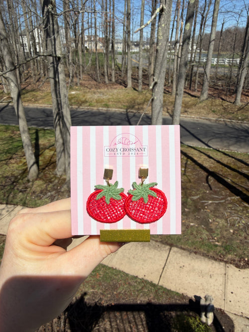 Tomato Embroidered Lace Earrings