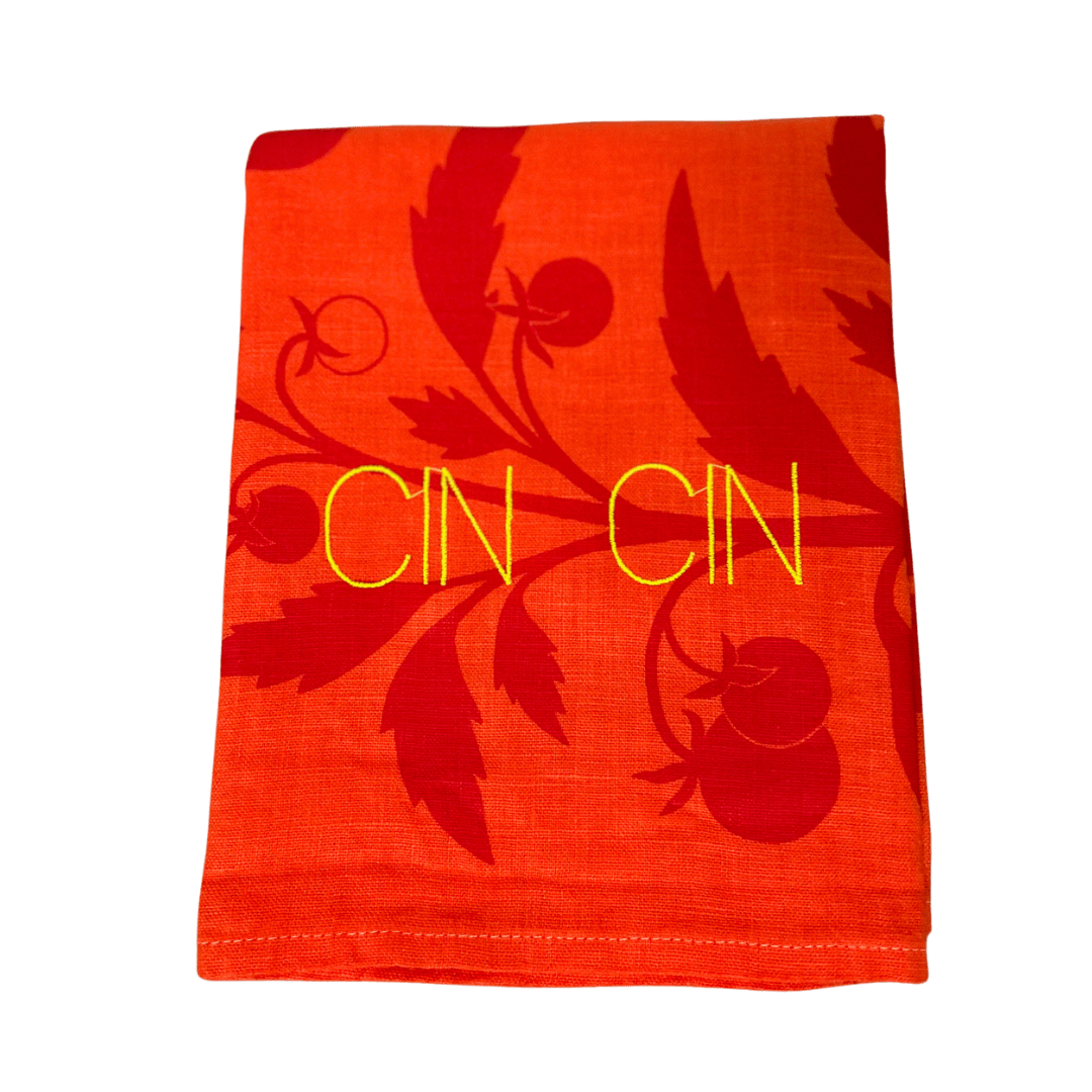 Custom Tomato Linen Tea Towel