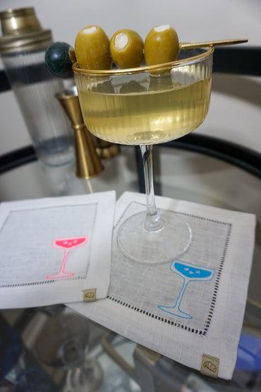 Cotton Candy Espresso Martini Cocktail Napkin Set - cozy croissant embroidery
