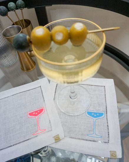 Cotton Candy Espresso Martini Cocktail Napkin Set - cozy croissant embroidery